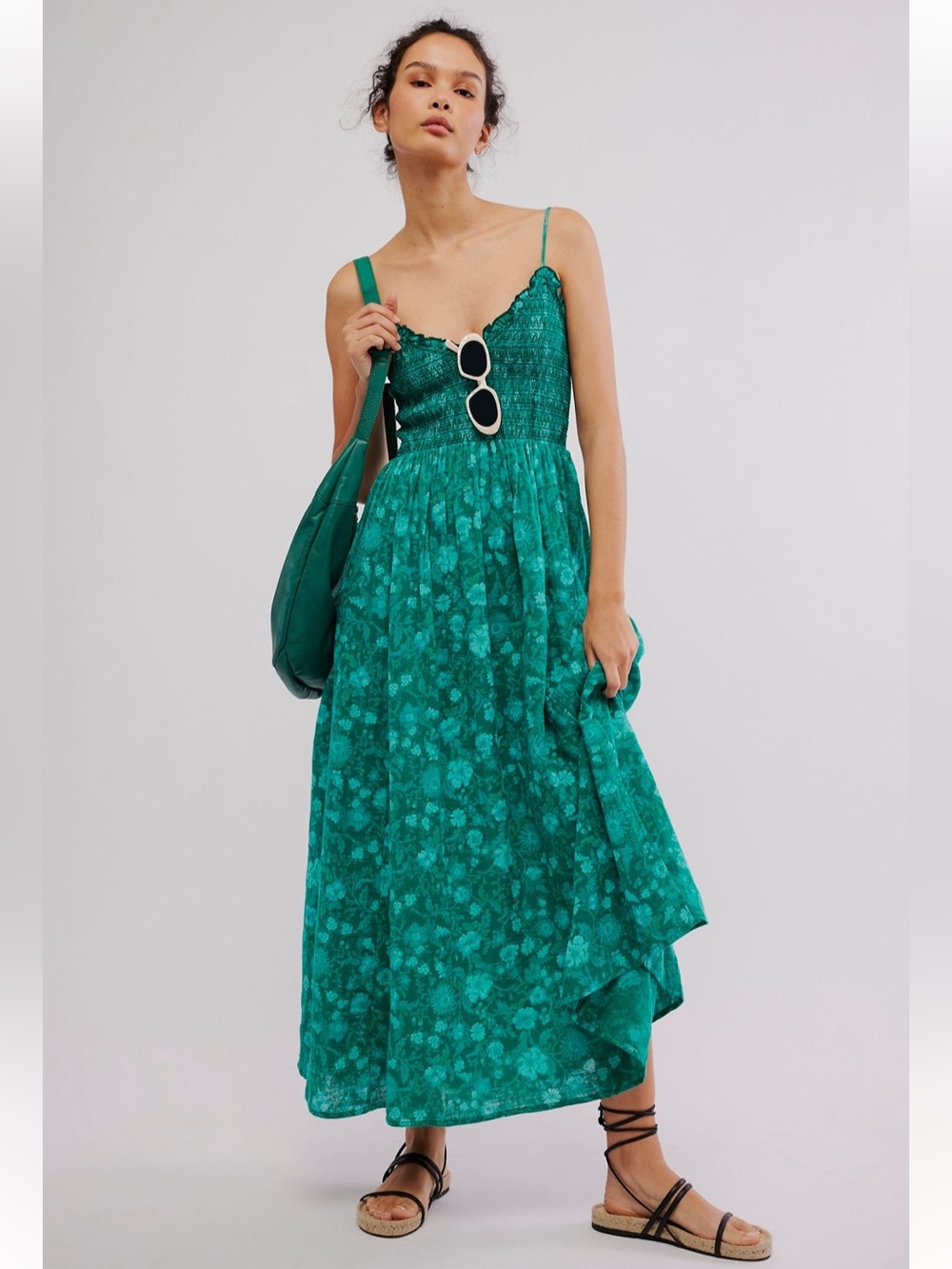 Free People Sweet Nothings Green Floral Print Maxi Dress - Picture 13 of 13